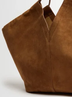 Eclipse ruched suede tote bag