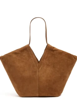 Eclipse ruched suede tote bag