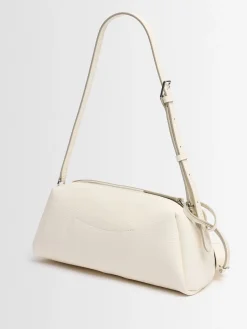 Elongated leather shoulder bag