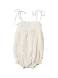 Embroidered cotton romper