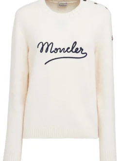 Embroidered logo cotton blend sweater
