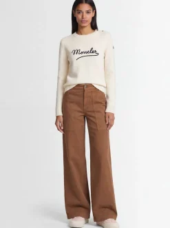 Embroidered logo cotton blend sweater
