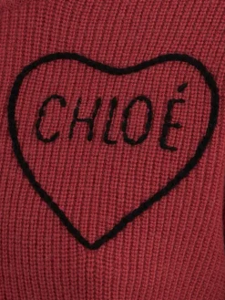Embroidered logo wool blend knit sweater