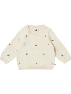 Embroidered wool & cotton blend sweater
