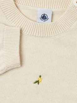 Embroidered wool & cotton blend sweater