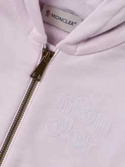 Embroidered zip-up cotton hoodie