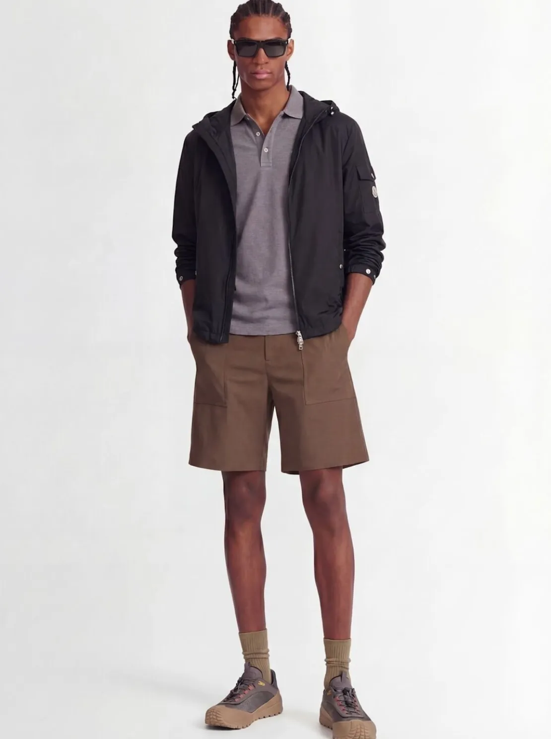 Etiache nylon hooded rain jacket