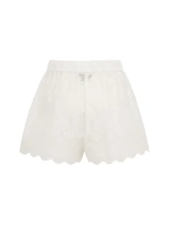Eyelet lace boxer-style shorts