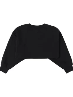 Felpa cropped in cotone con logo