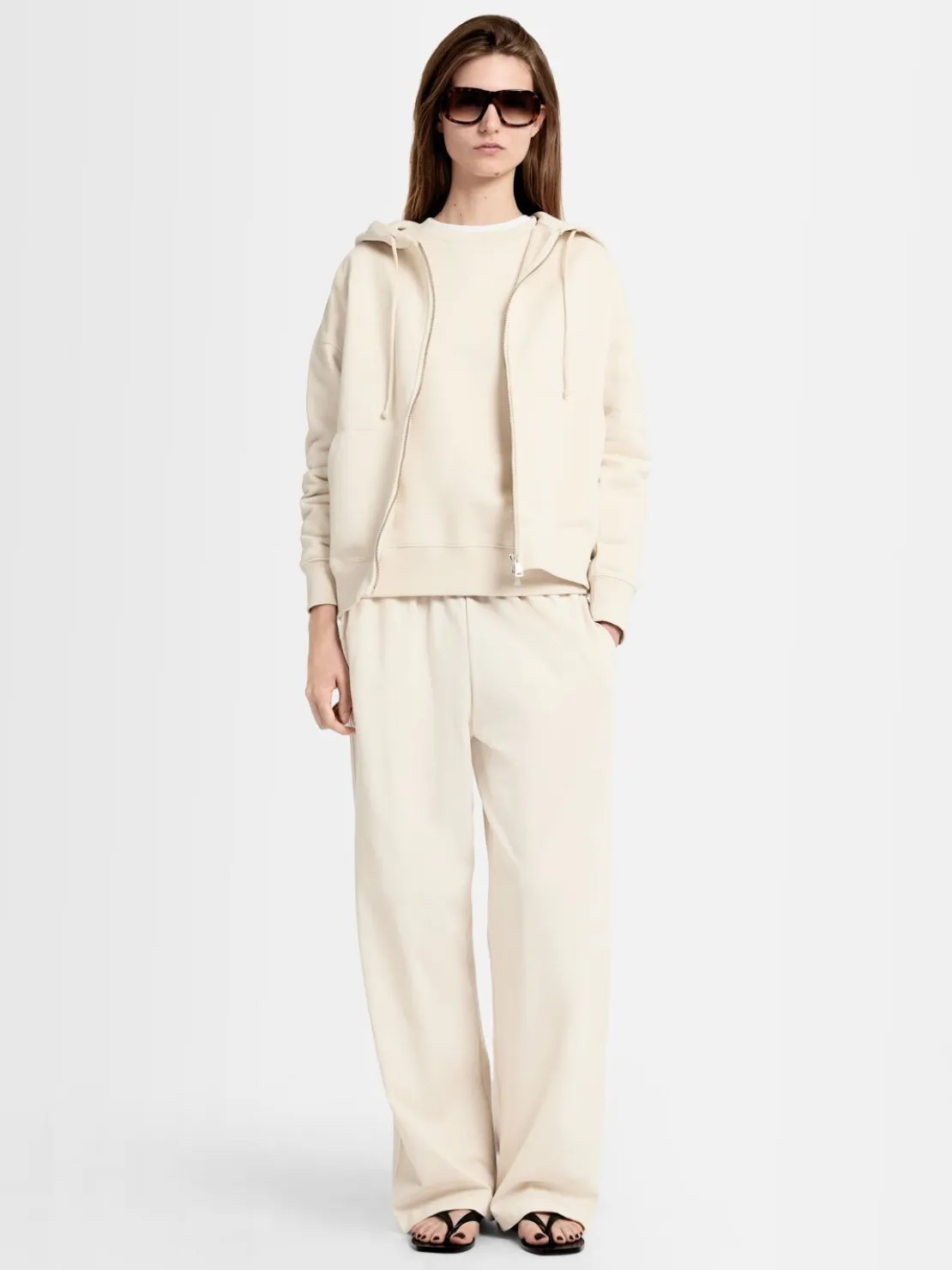 Felpa Grace in cotone felpato con zip e cappuccio