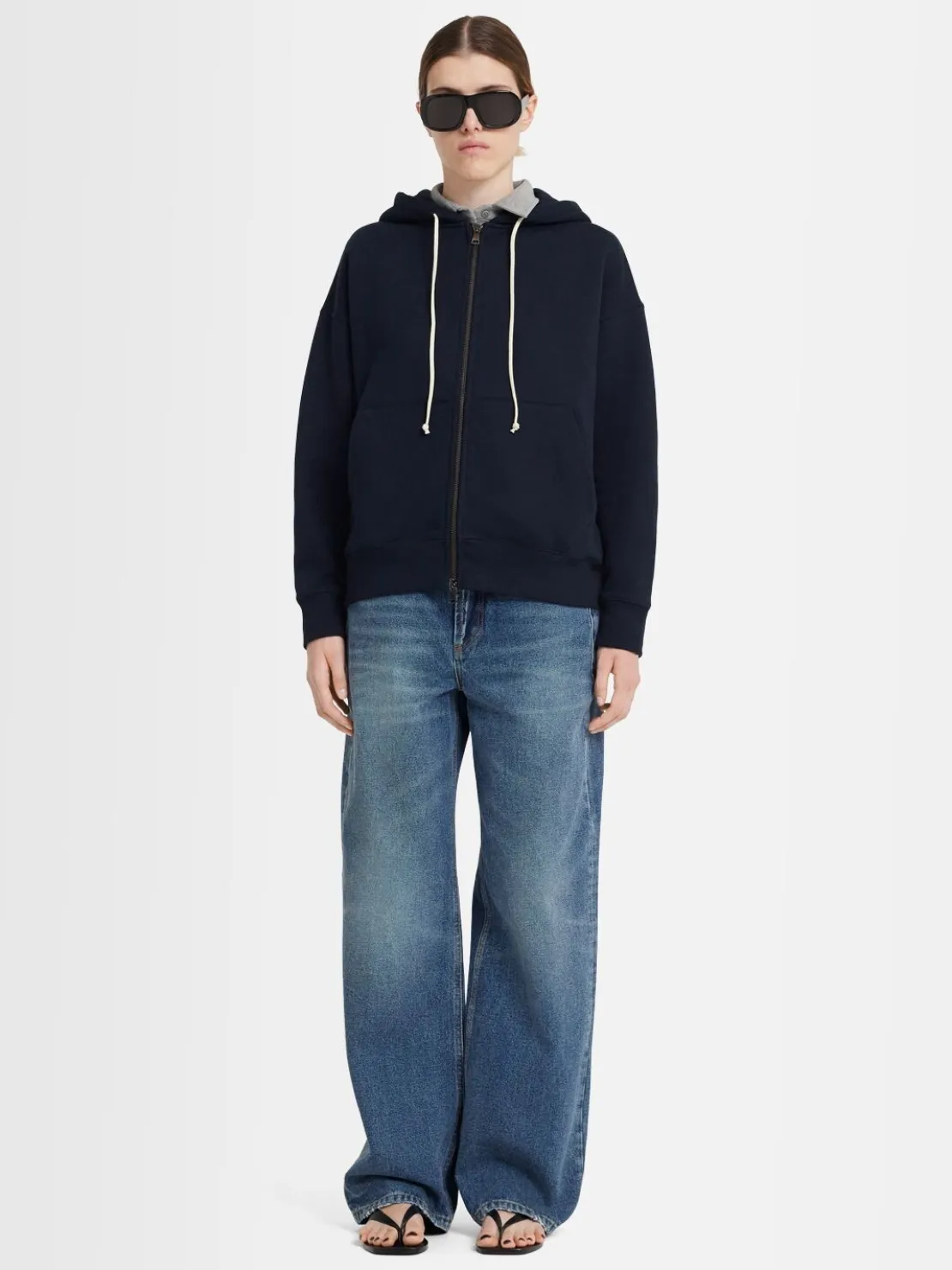 Felpa Grace in cotone felpato con zip e cappuccio