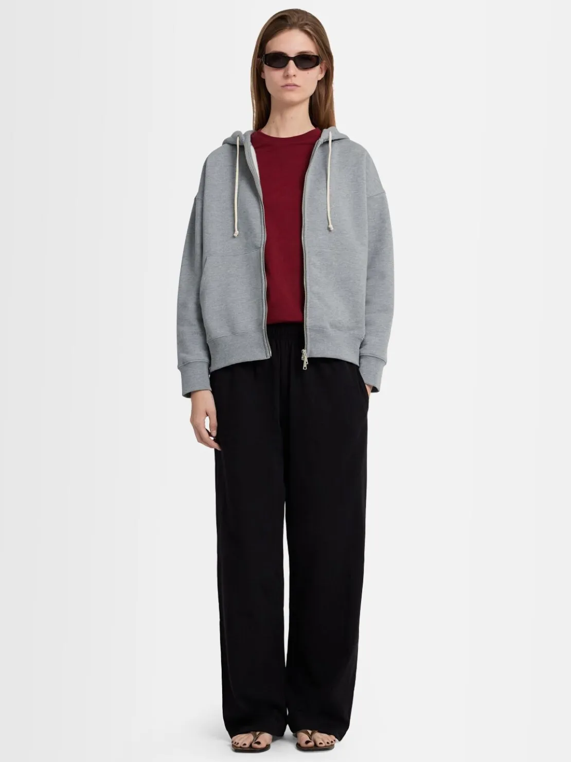 Felpa Grace in cotone felpato con zip e cappuccio