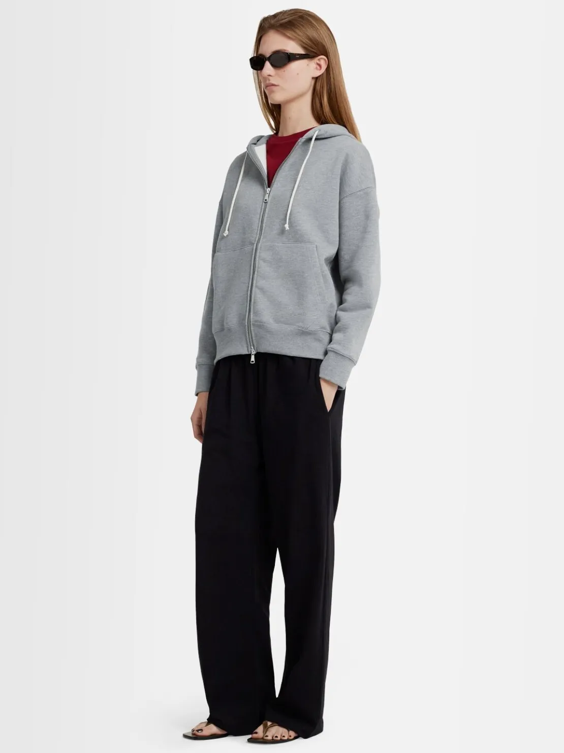 Felpa Grace in cotone felpato con zip e cappuccio