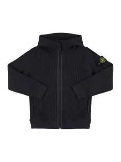 Felpa in cotone con zip e cappuccio