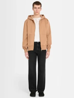 Felpa in cotone con zip e cappuccio