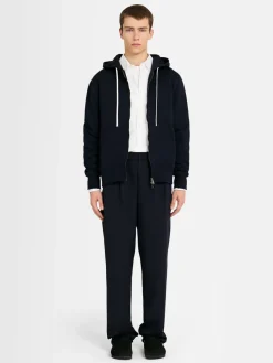 Felpa in cotone con zip e cappuccio