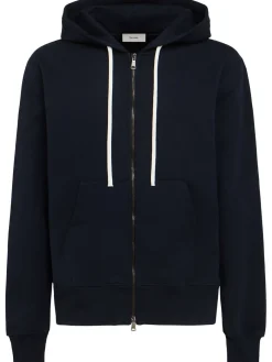 Felpa in cotone con zip e cappuccio