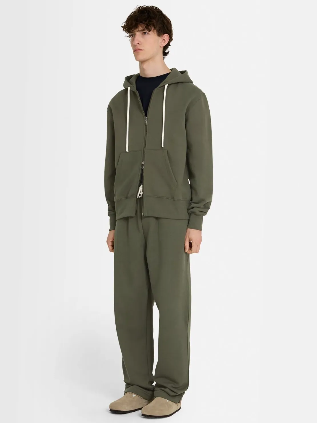 Felpa in cotone con zip e cappuccio