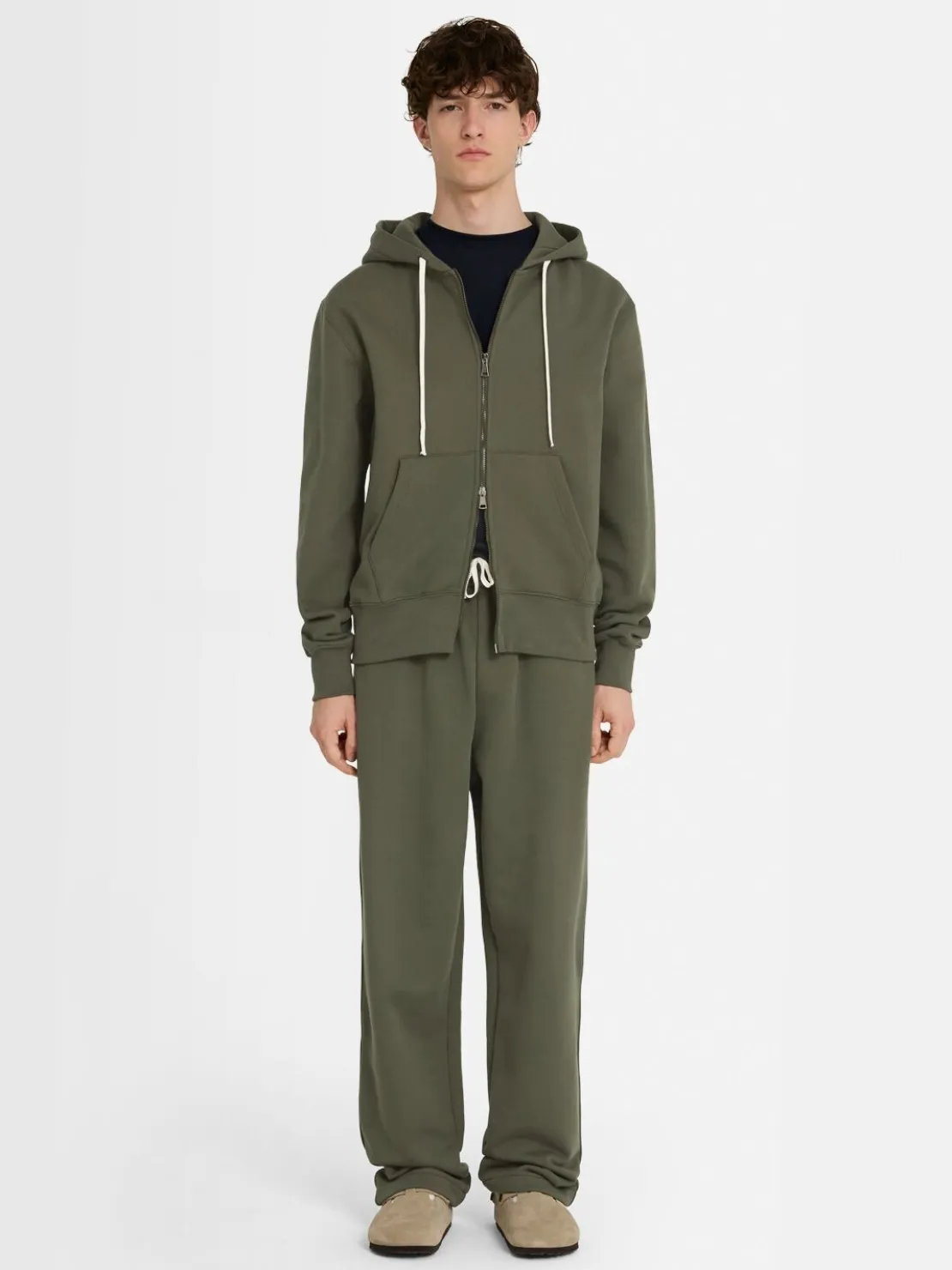 Felpa in cotone con zip e cappuccio