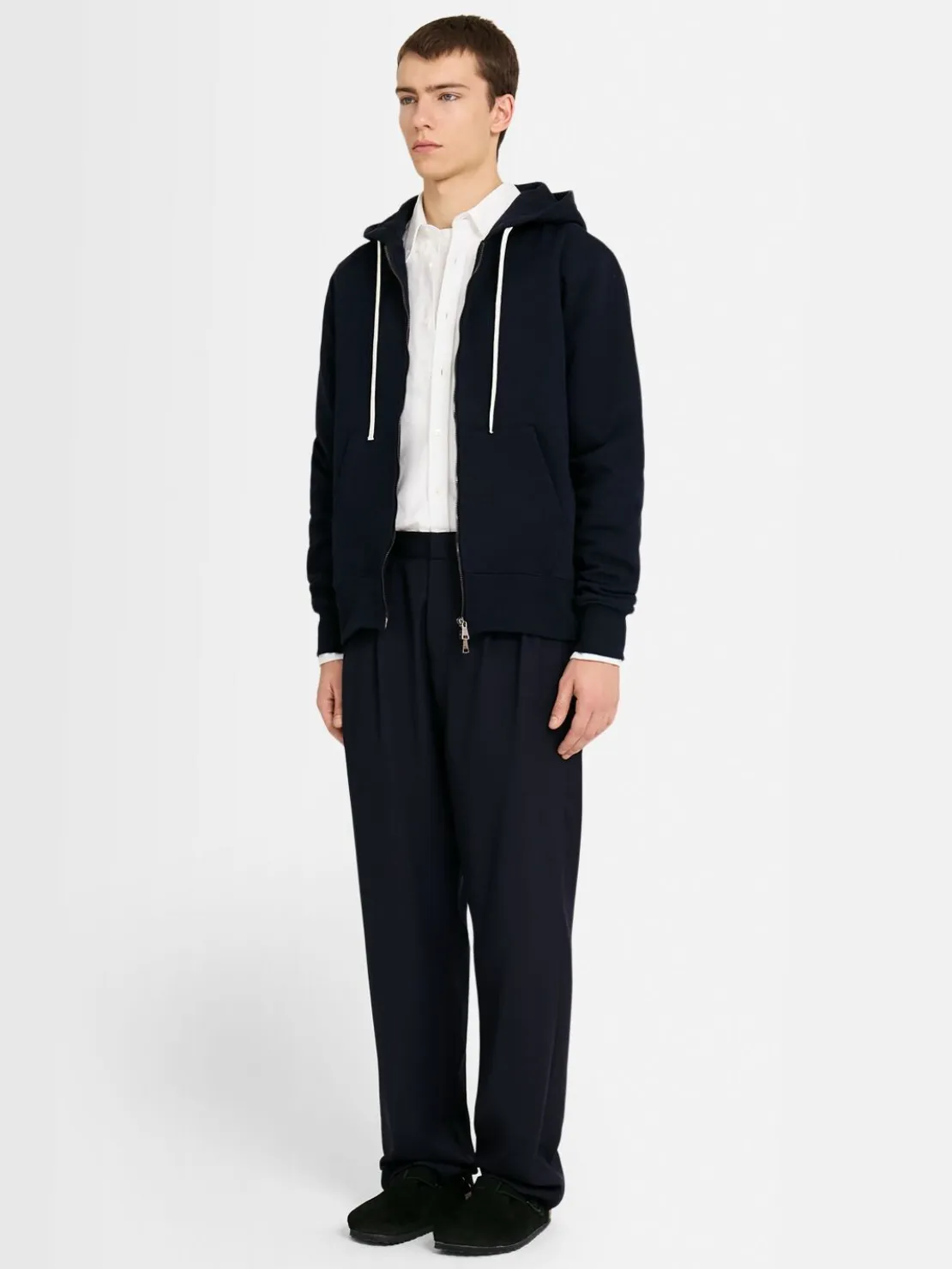 Felpa in cotone con zip e cappuccio