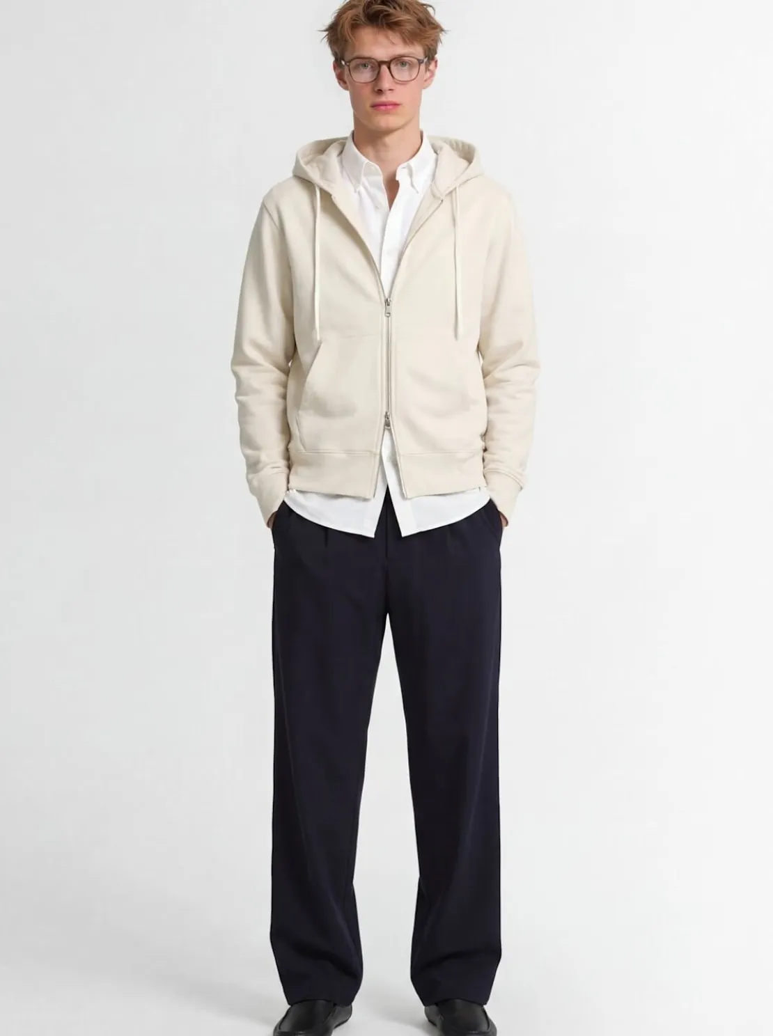 Felpa in cotone con zip e cappuccio