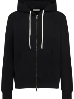 Felpa in cotone con zip e cappuccio