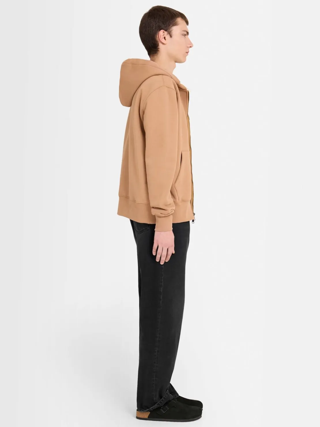 Felpa in cotone con zip e cappuccio
