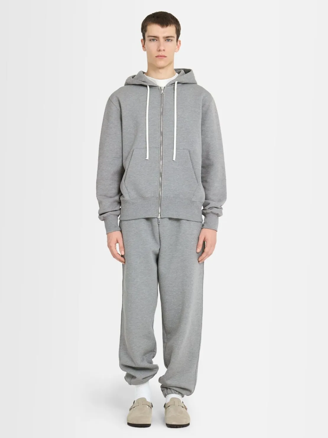 Felpa in cotone con zip e cappuccio