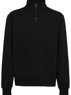 Felpa in cotone felpato con mezza zip