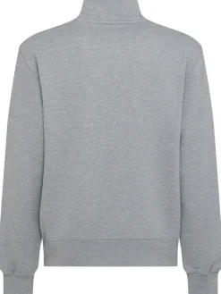 Felpa in cotone felpato con mezza zip