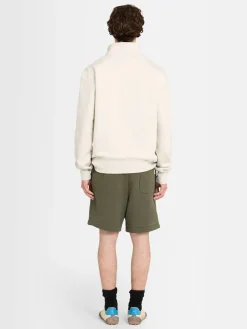 Felpa in cotone felpato con mezza zip
