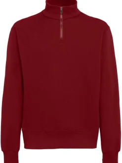 Felpa in cotone felpato con mezza zip