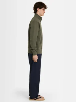 Felpa in cotone felpato con mezza zip