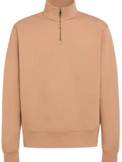 Felpa in cotone felpato con mezza zip