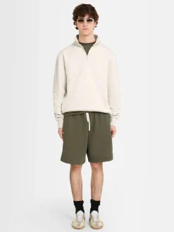 Felpa in cotone felpato con mezza zip