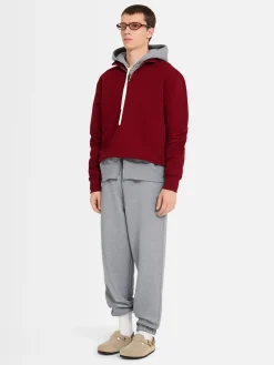 Felpa in cotone felpato con mezza zip