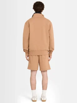 Felpa in cotone felpato con mezza zip