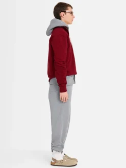 Felpa in cotone felpato con mezza zip