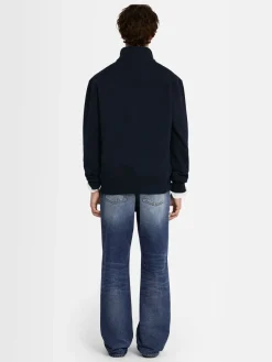 Felpa in cotone felpato con mezza zip