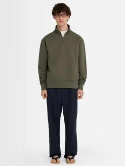 Felpa in cotone felpato con mezza zip