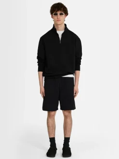 Felpa in cotone felpato con mezza zip