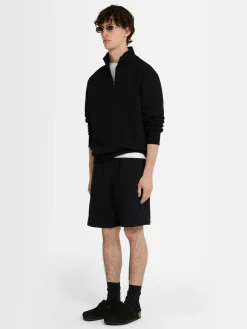 Felpa in cotone felpato con mezza zip