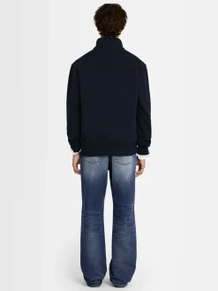 Felpa in cotone felpato con mezza zip