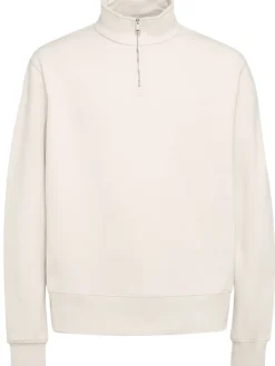 Felpa in cotone felpato con mezza zip
