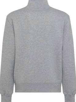 Felpa in cotone felpato con mezza zip