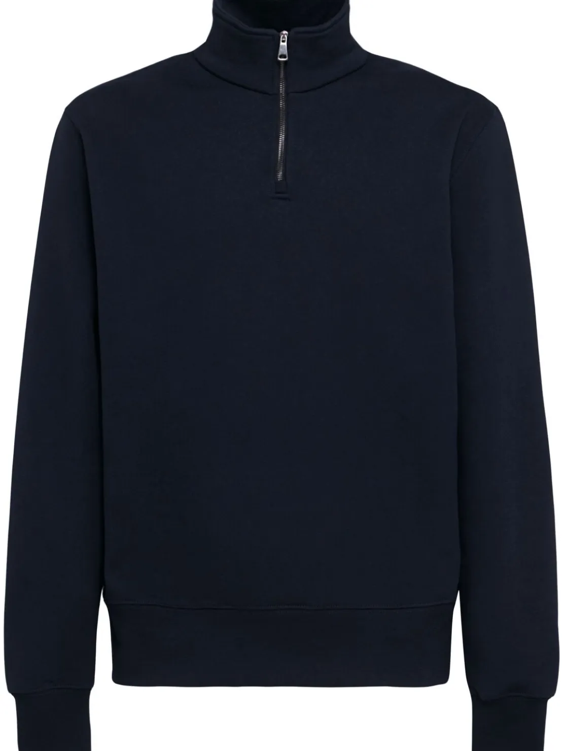 Felpa in cotone felpato con mezza zip