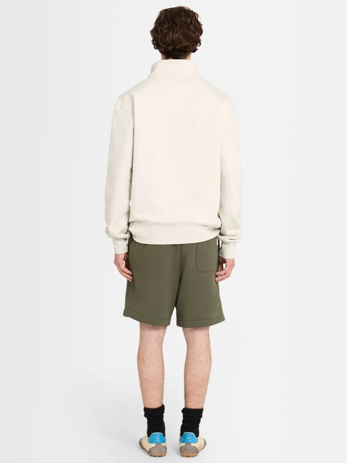 Felpa in cotone felpato con mezza zip
