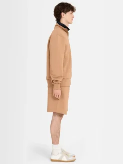 Felpa in cotone felpato con mezza zip