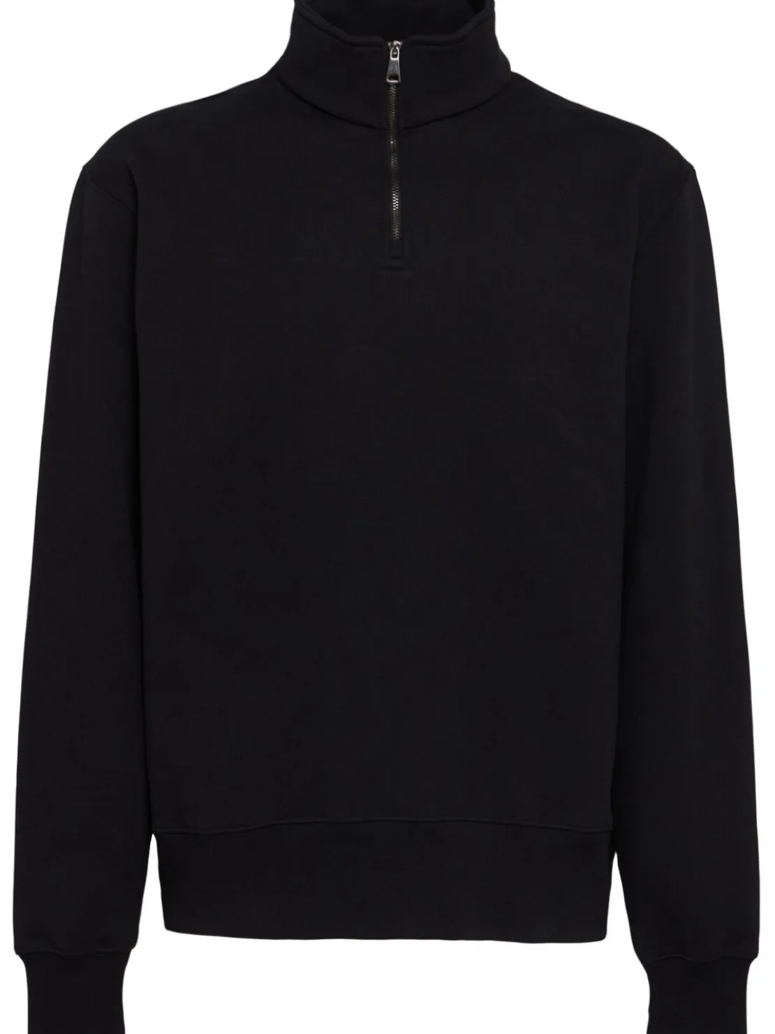 Felpa in cotone felpato con mezza zip