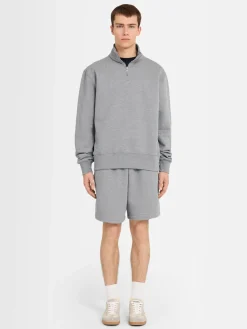 Felpa in cotone felpato con mezza zip